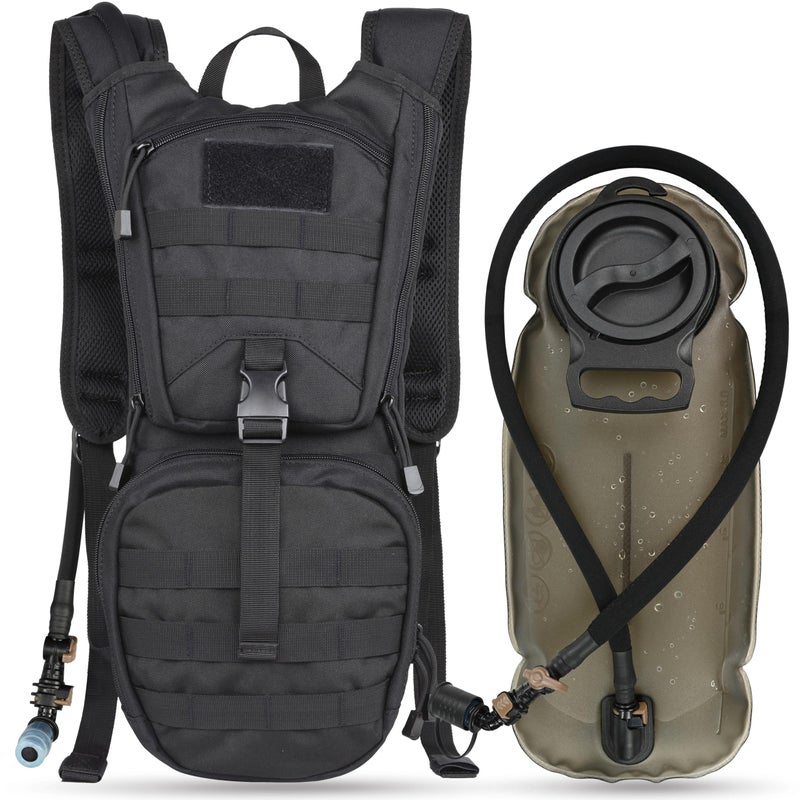 MARCHWAY Tactical Molle Hydration Pack Backpack with 3L TPU Water Bladder, Military Daypack for Cycling, Hiking, Running, Climbing, Hunting, Biking (Black) - Image 1